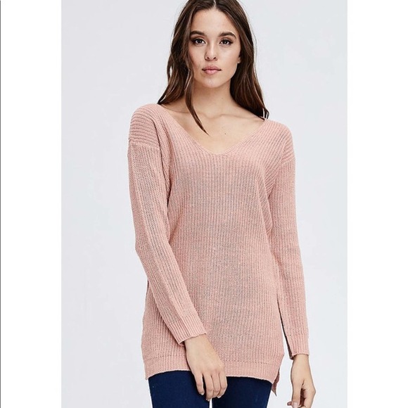 Mauve Caged Back Sweater Tunic - Picture 5 of 7